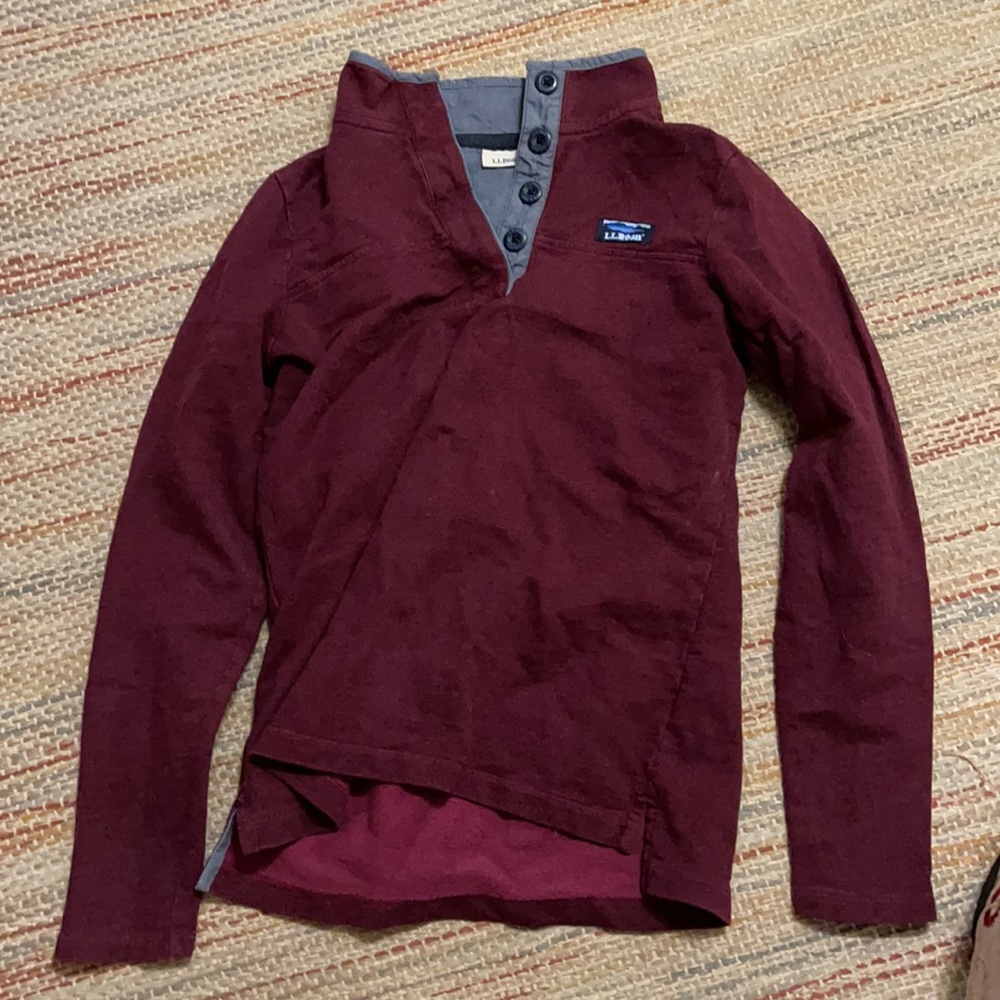 Burgundy and denim L.L. Bean pull over